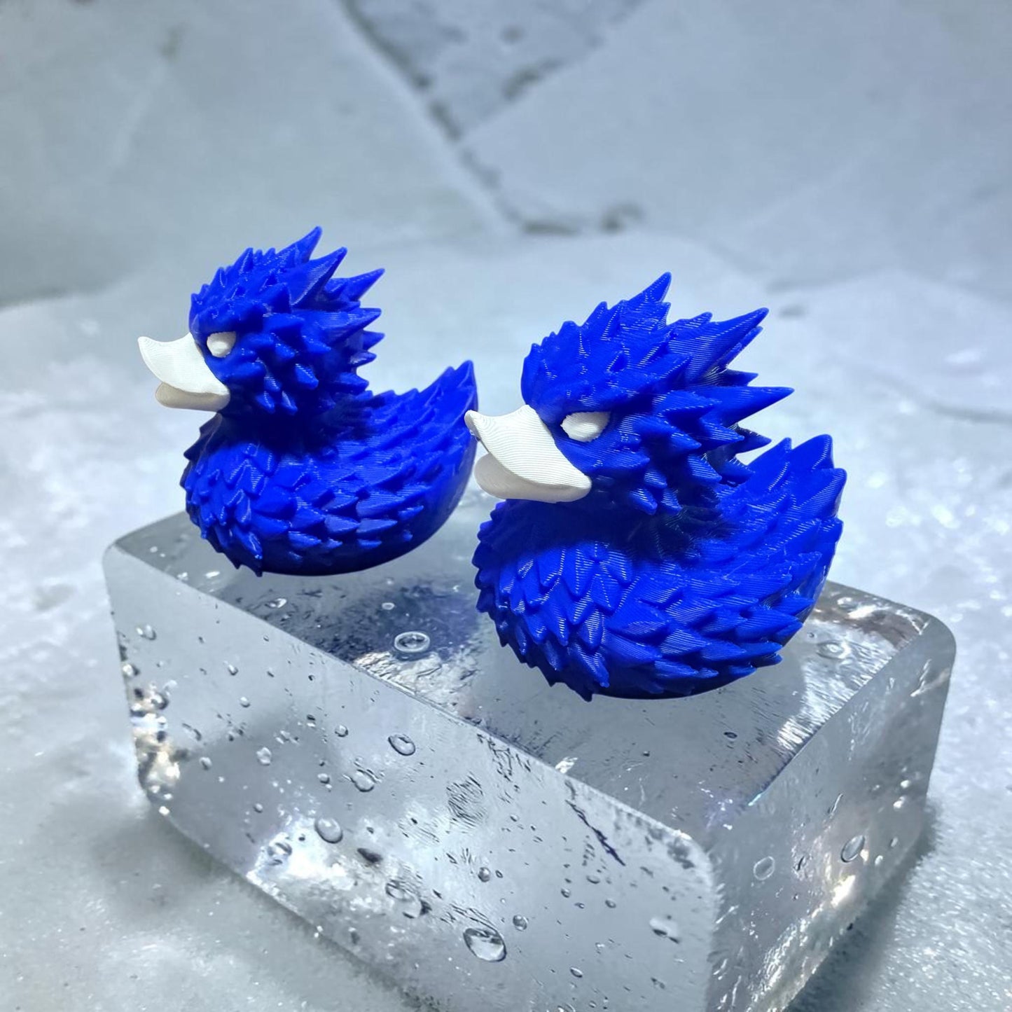 Frost-Quacker Ice Duck, 3D Printed PLA Collectible, Winter Desk Decor