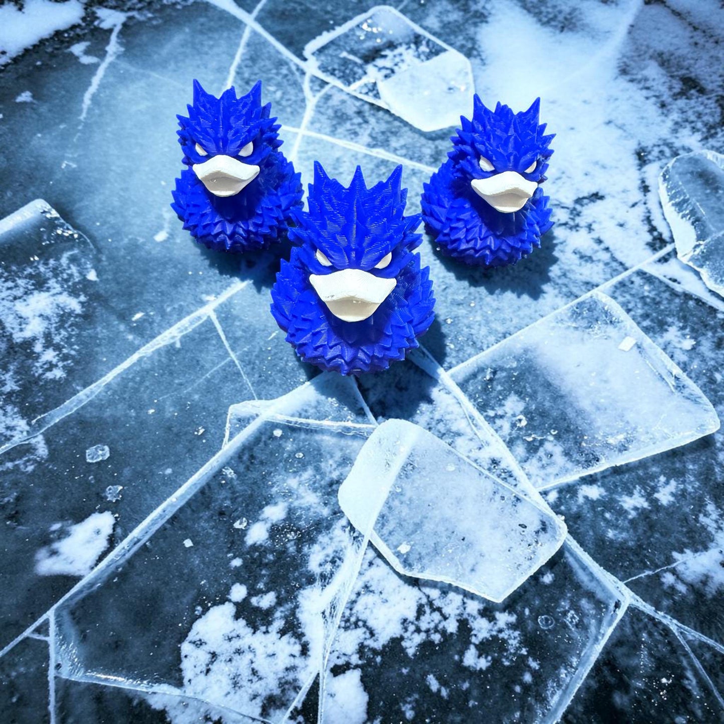 Frost-Quacker Ice Duck, 3D Printed PLA Collectible, Winter Desk Decor