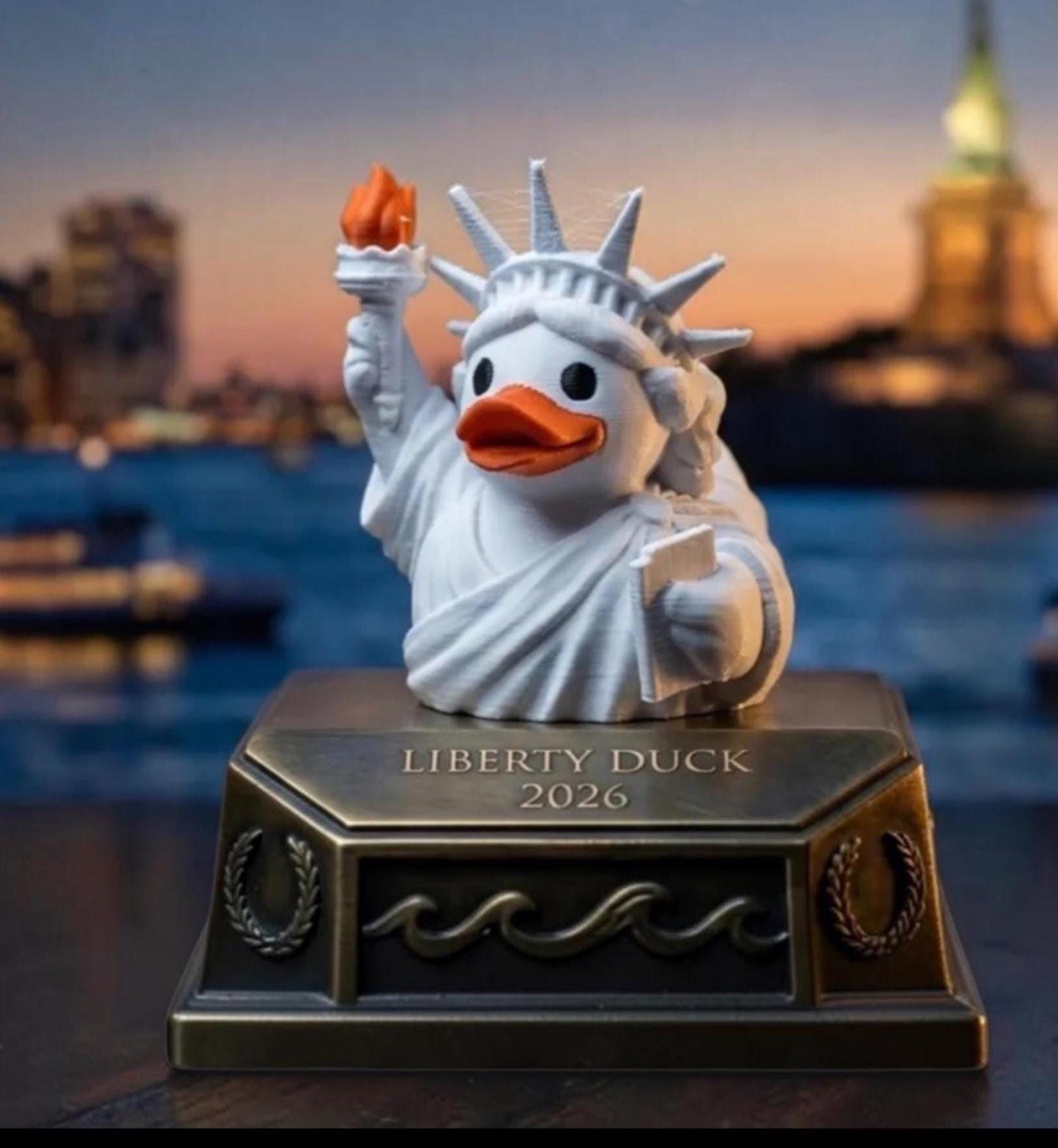 Liberty Duck Statue, Patriotic 3D Printed Desk Decor, PLA Figurine