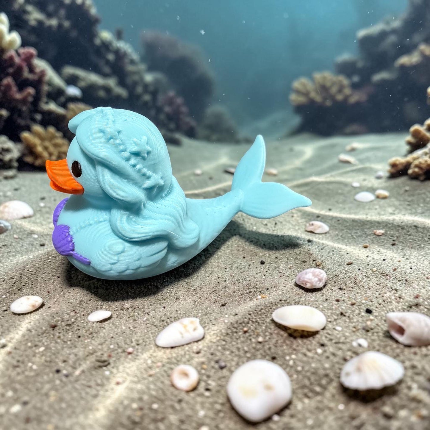 Mermaid Duck, 3D Printed PLA, Cruising Duck Toy, Ocean Decor