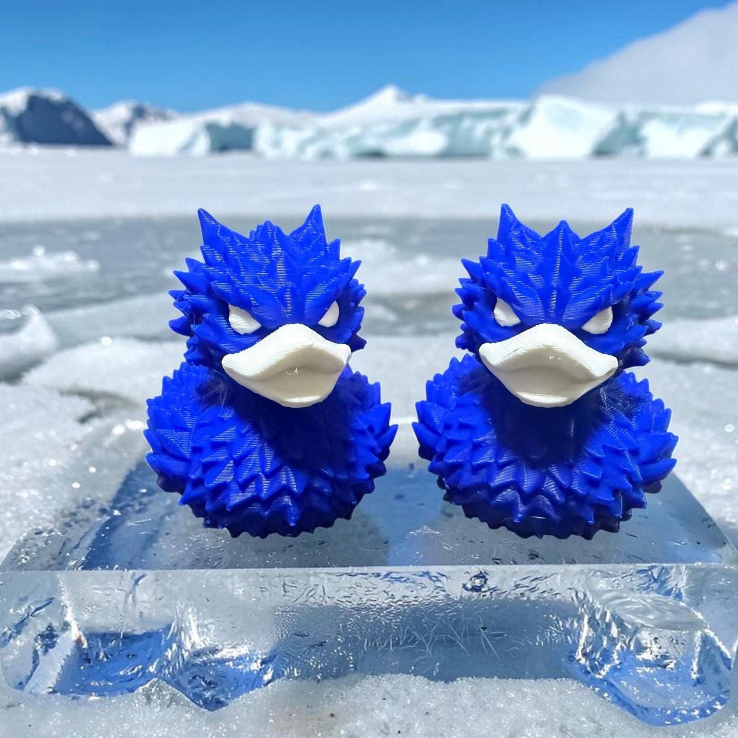 Frost-Quacker Ice Duck, 3D Printed PLA Collectible, Winter Desk Decor