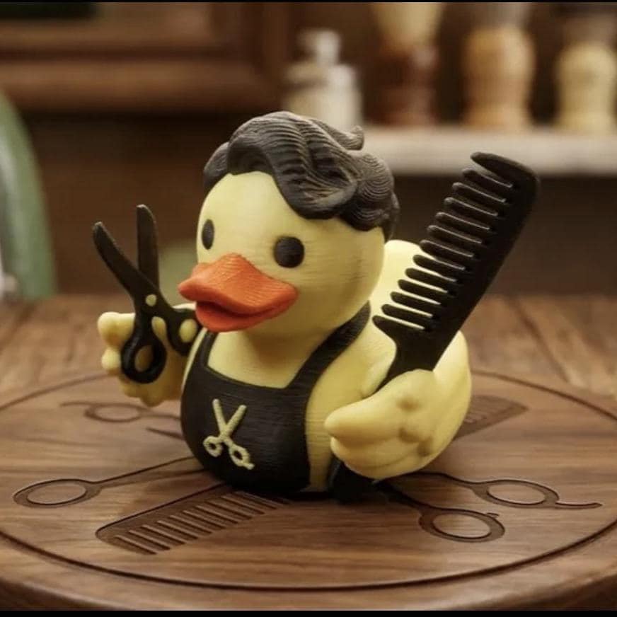 Male Hairdresser 3D Printed Duck, Cruise Duck