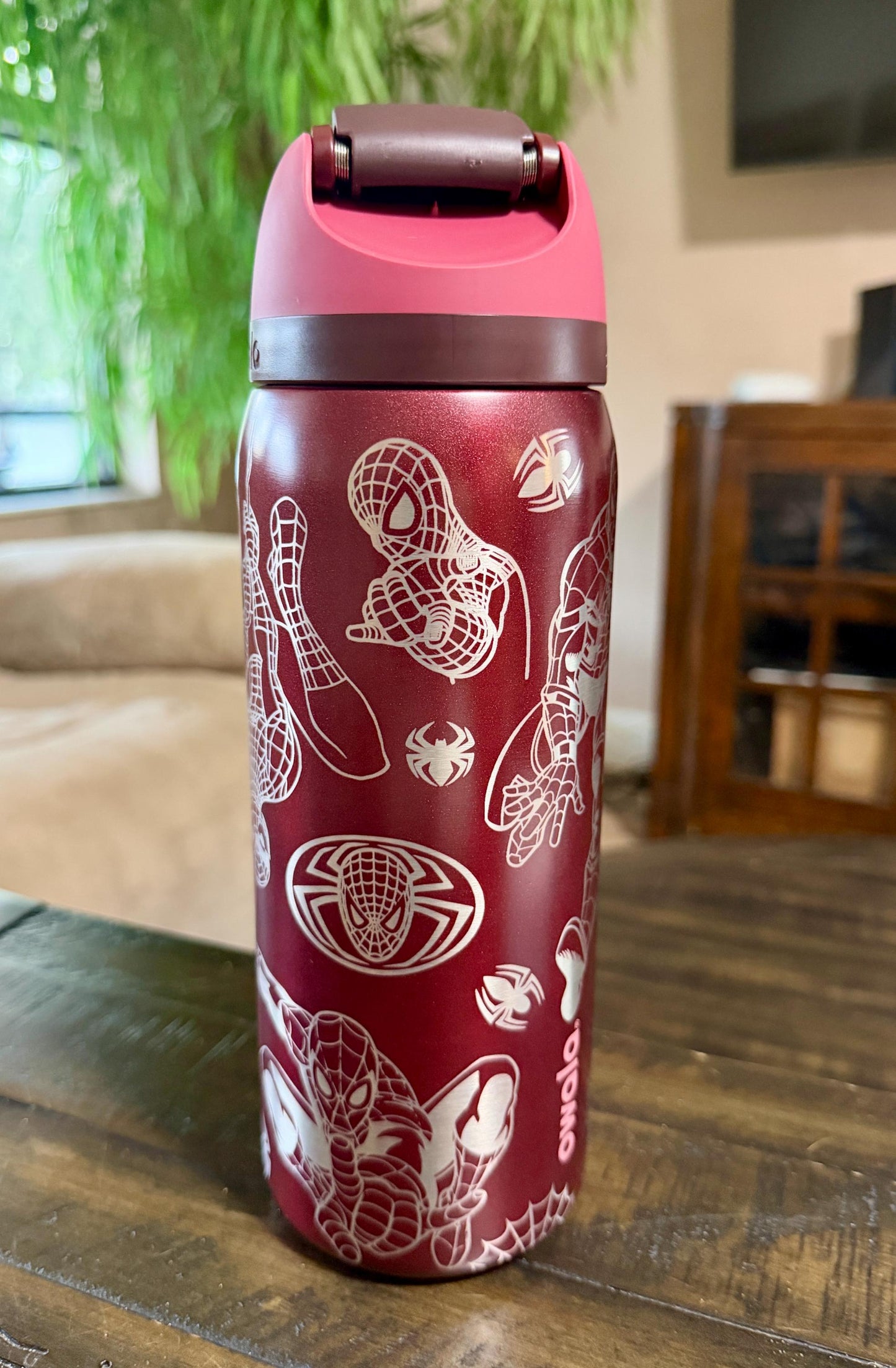 Laser Engraved Spider-Man Owala  FreeSip Tumbler – Full Wrap