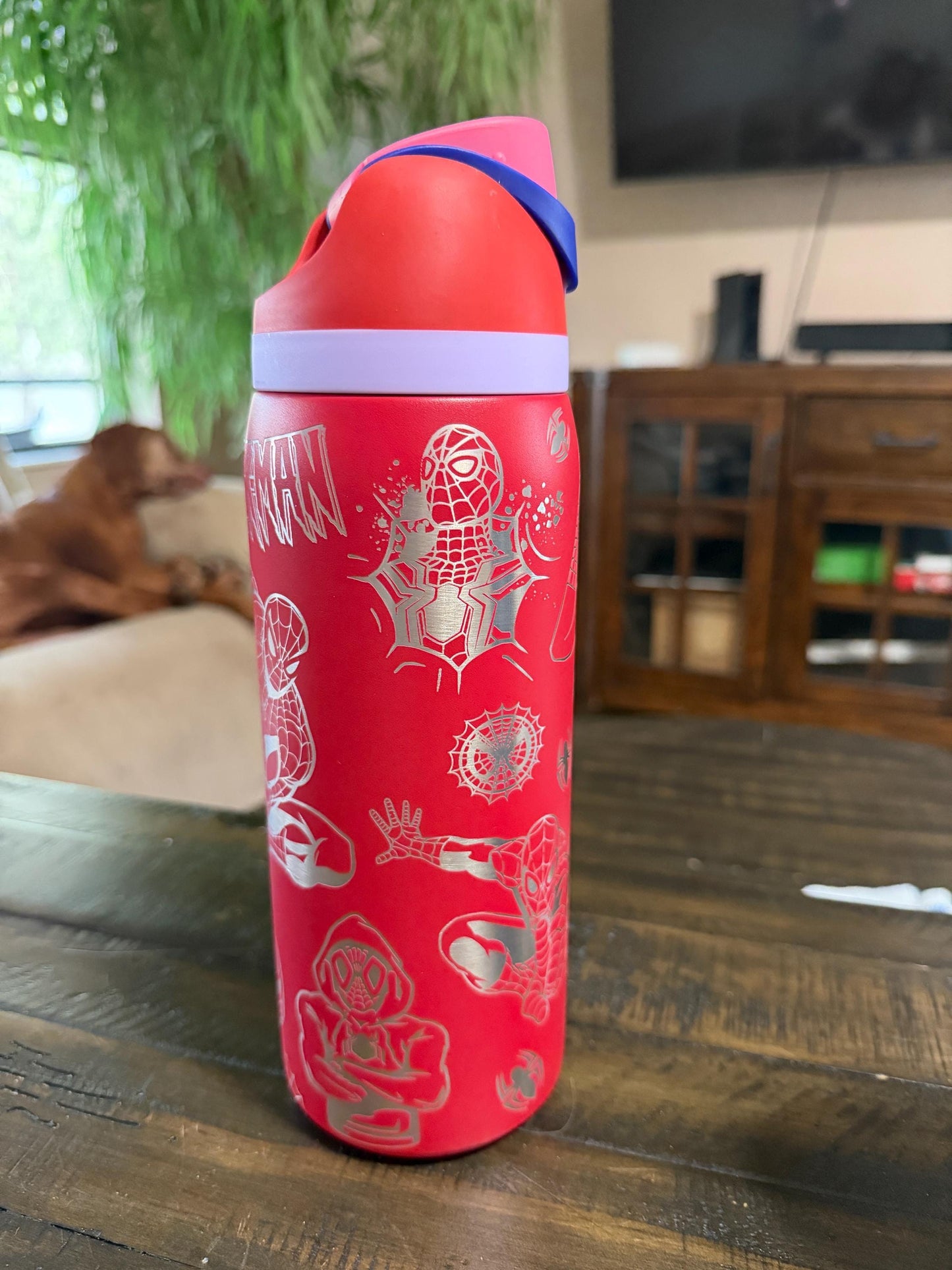 Spider-Man Inspired Laser Engraved -32 oz Unbranded Free Sip Tumbler, Full wrap