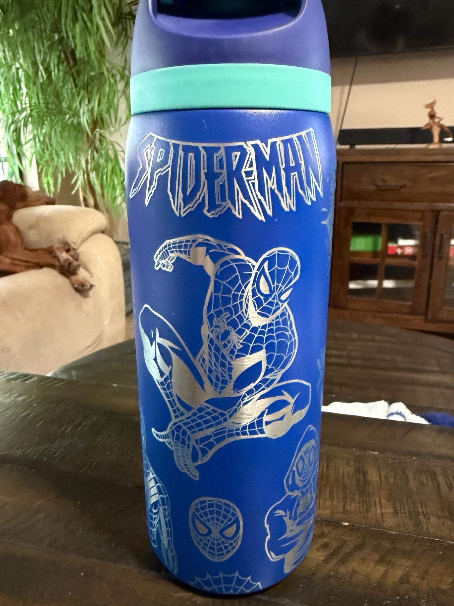 Spider-Man Inspired Laser Engraved -32 oz Unbranded Free Sip Tumbler, Full wrap