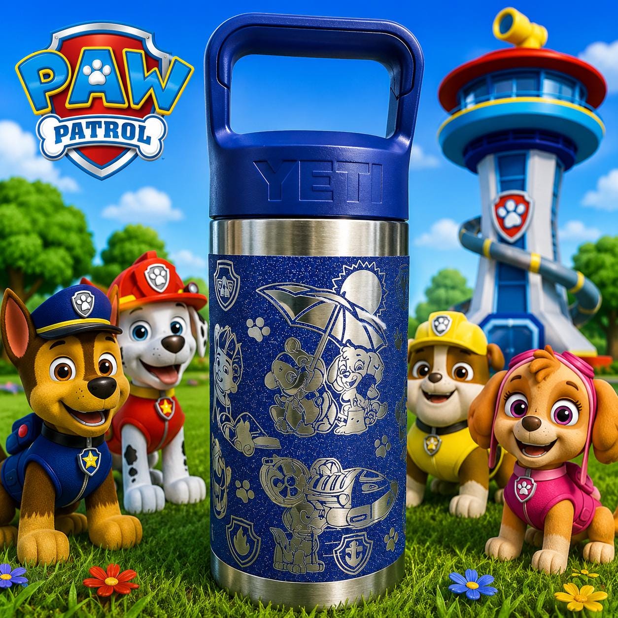Paw Patrol Inspired Yeti Rambler 12 0z Engraved Water Bottle