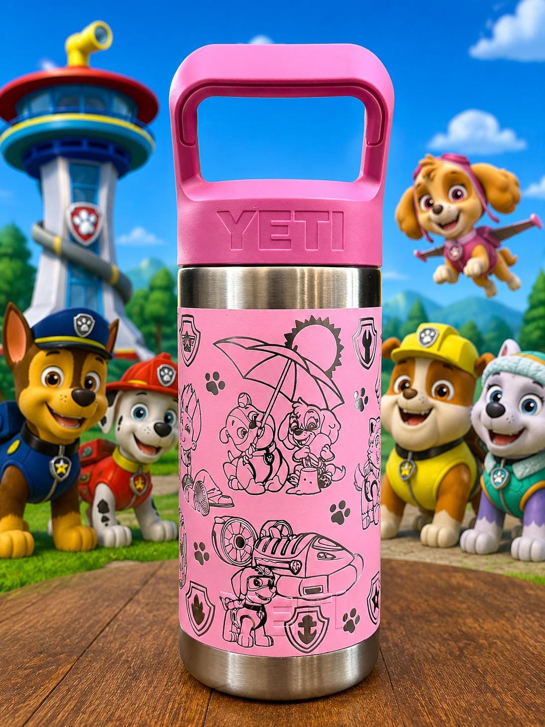 Paw Patrol Inspired Yeti Rambler 12 0z Engraved Water Bottle