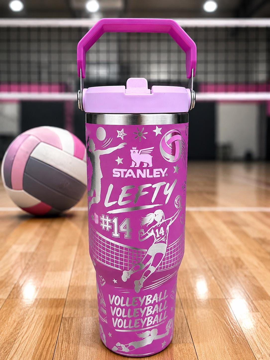 Volleyball Laser Engraved Stanley Iceflow Tumbler - 30 Oz Flipstraw