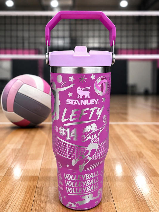 Volleyball Laser Engraved Stanley Iceflow Tumbler - 30 Oz Flipstraw