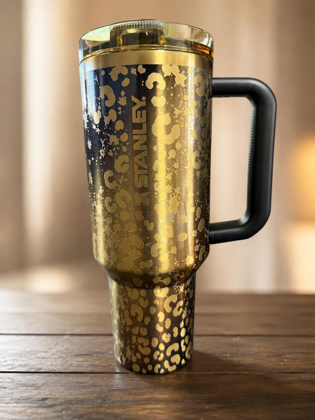Cheetah Print  Laser Engraved Stanley 40 Oz Tumbler: Personalized Cheetah Print Protour Cup