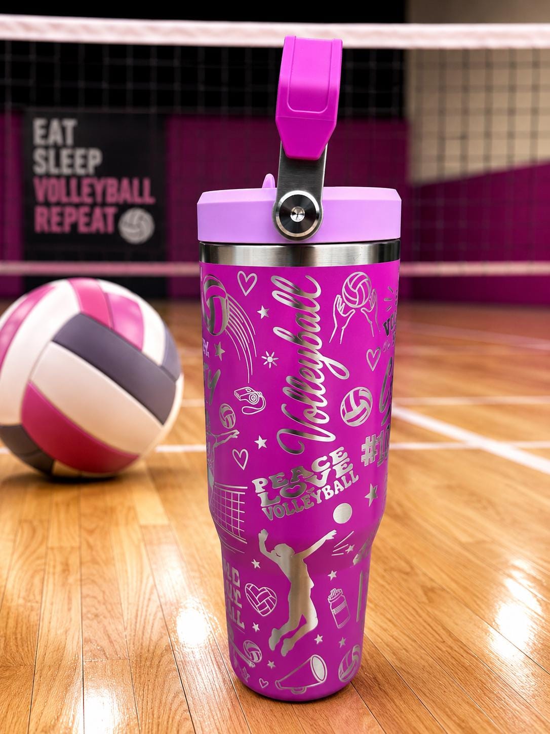Volleyball Laser Engraved Stanley Iceflow Tumbler - 30 Oz Flipstraw