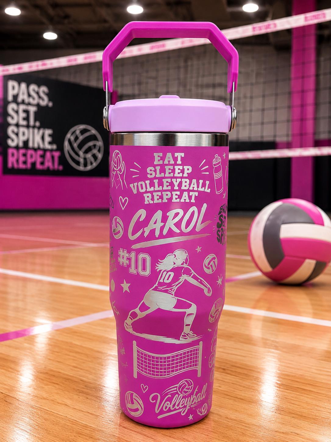 Volleyball Laser Engraved Stanley Iceflow Tumbler - 30 Oz Flipstraw