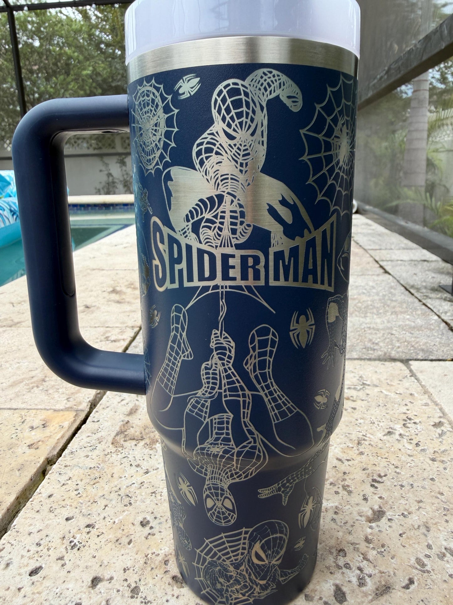 Spiderman -30 OZ Stanley H2.0 Quencher Tumbler With Handle-Full Wrap Engraved