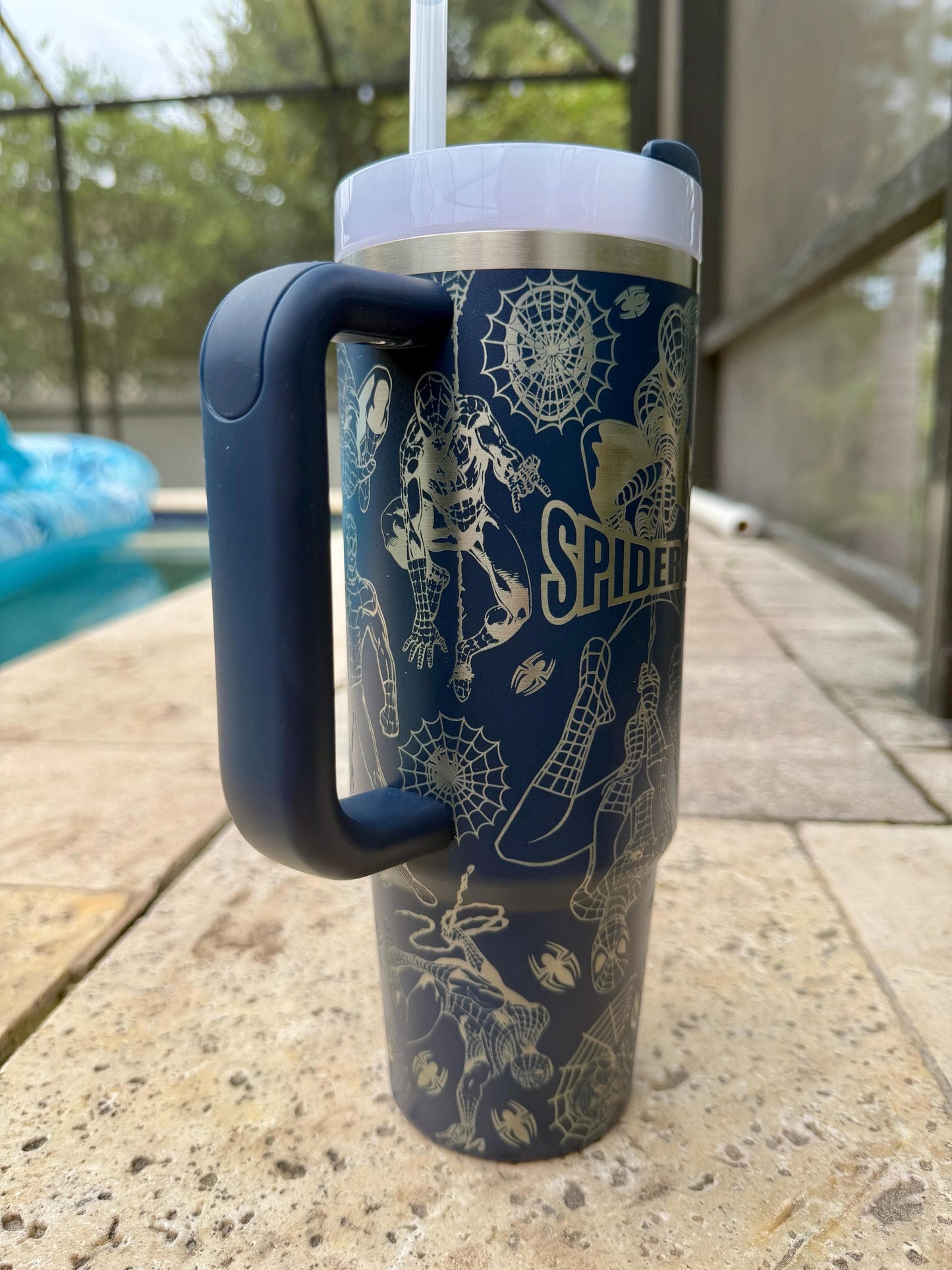 Spiderman -30 OZ Stanley H2.0 Quencher Tumbler With Handle-Full Wrap Engraved