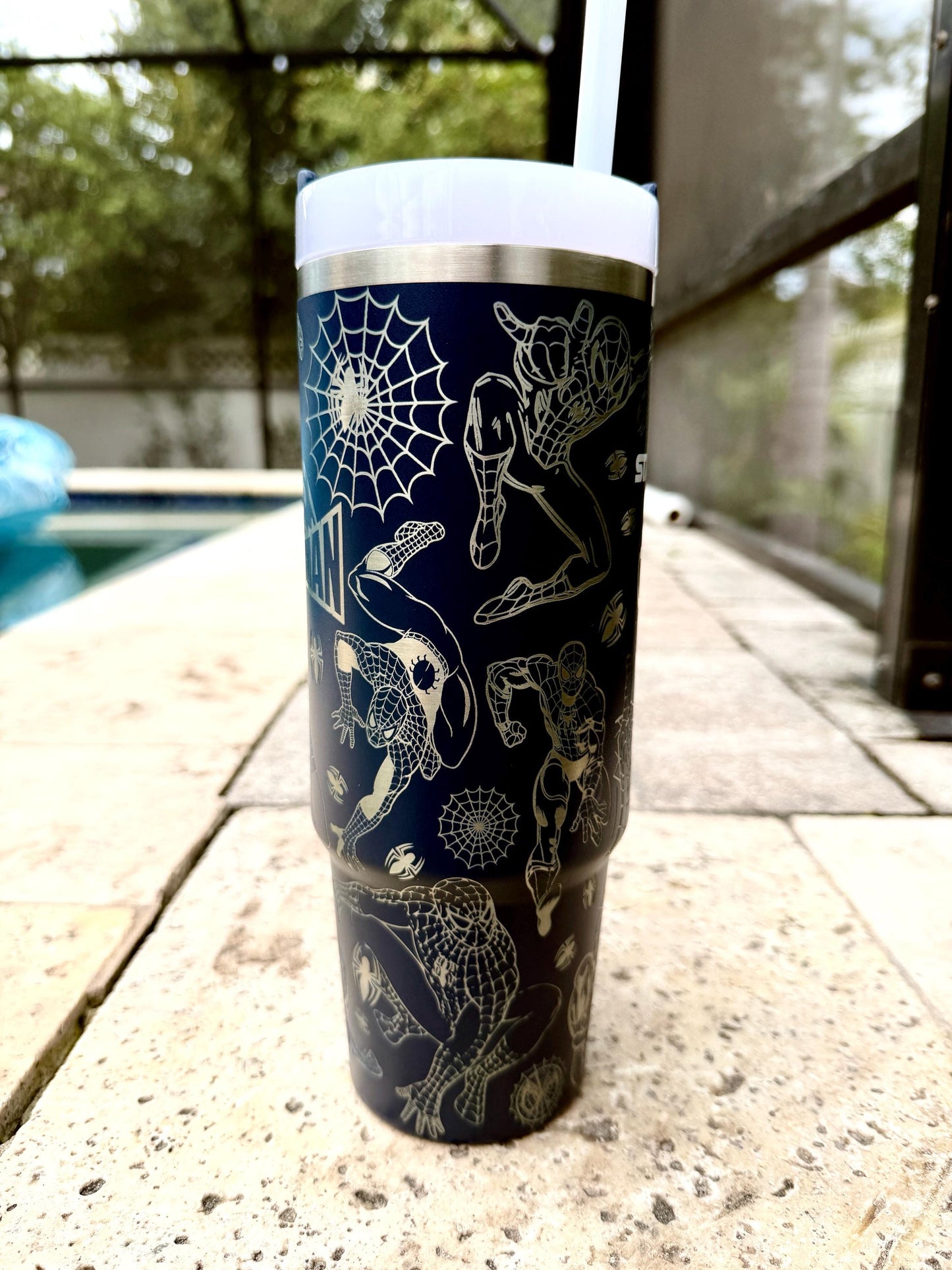 Spiderman -30 OZ Stanley H2.0 Quencher Tumbler With Handle-Full Wrap Engraved