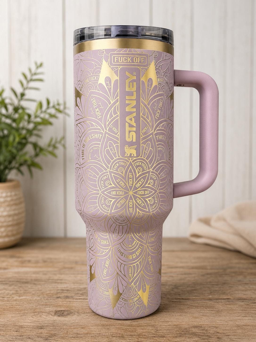 Curse Word Mandala Laser Engraved Stanley 40 Oz Protour tumbler