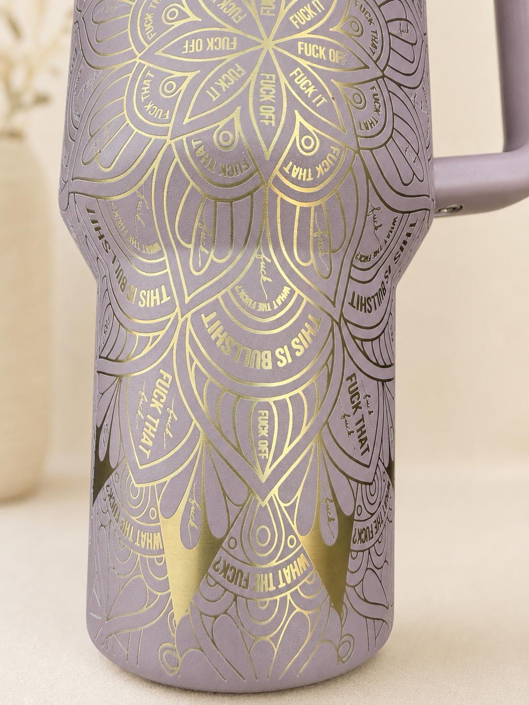 Curse Word Mandala Laser Engraved Stanley 40 Oz Protour tumbler